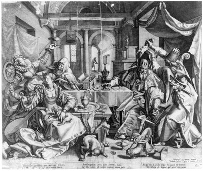 The Fool and the King, 1588 by Raphael I Sadeler